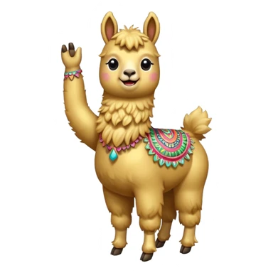 A small golden llama dancing sticker