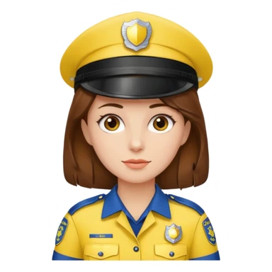 Female POLICE IN YELLOW, Brown hair sticker