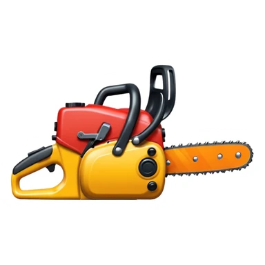 red and yellow Chainsaw, cartoon horror emoji, no background sticker