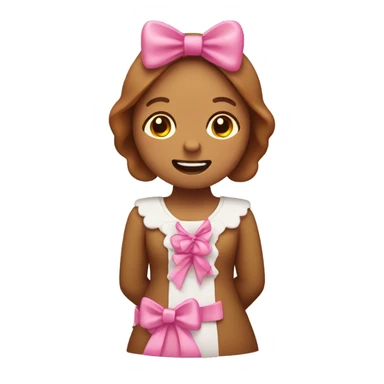 A gingerbread girl with brown and pink bows sticker
