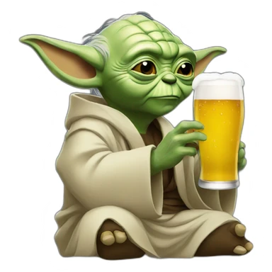 Yoda drinking beer sticker