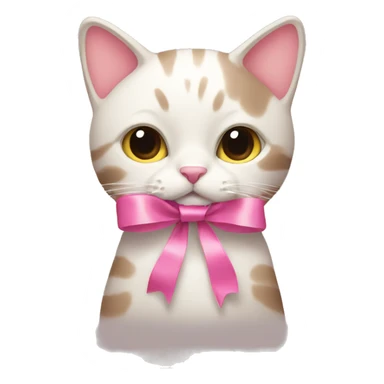 Cat with pink ribbon sticker