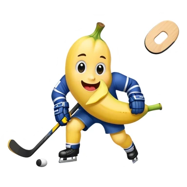 Banana playing hockey sticker