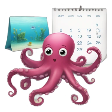 Octopus and a calendar sticker