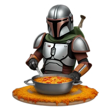 mandalorian cooking paella sticker