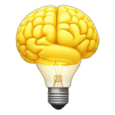 yellow brain with lamp shining sticker
