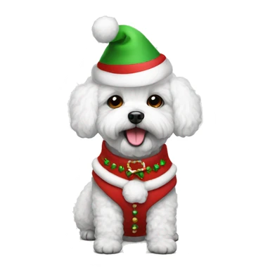 bichon in christmas costume sticker