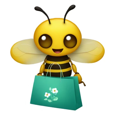 a bee with shopping bag sticker