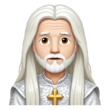 God from The Bible with long white hair, white sequin outfit sticker