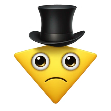 Yellow triangle with one big eye and a black top hat sticker