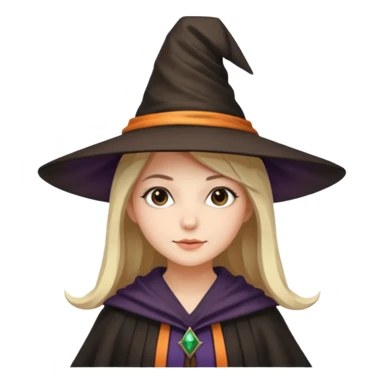 A younger woman with a witch's hat and robes (classic student or young witch look). sticker