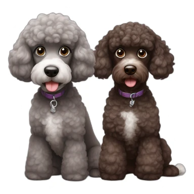 Chocolate and grey two poodles sticker