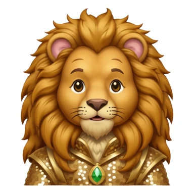 Brrr, the Cowardly Lion from The Wizard of Oz with golden brown fur, cream sequin outfit sticker