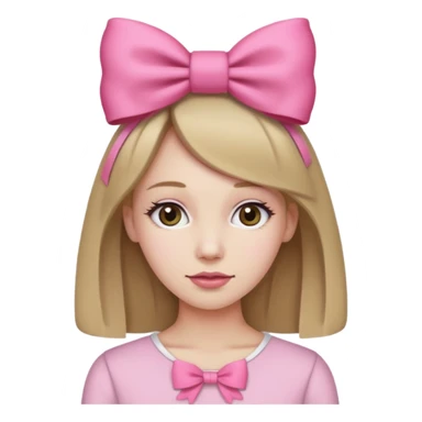 Este emoji 🙍🏼‍♀️ pero con el pelo rubio oscuro, y con un lazo rosa en la cabeza  sticker