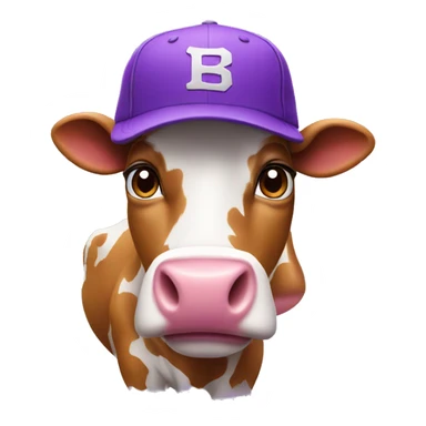 purple cow wearing a baseball hat sticker