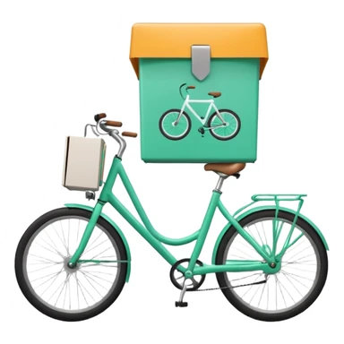 minimalistic logo with a bicycle and a food delivery box, Deliveroo colors sticker