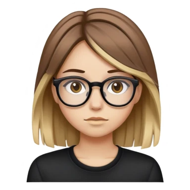 Ein Mädchen mit braunen Haare und Blonde Strähnen und einer Brille, emo sticker