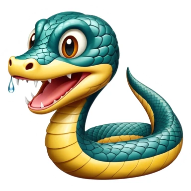 Cinematic Comical Chinese Water Snake Portrait Emoji, Head tilted dramatically with an exaggeratedly amused expression, featuring a striking, glossy scaled body with bold patterns and wide, expressive eyes filled with playful disbelief, Simplified yet hilariously expressive features, highly detailed, glowing with a slightly sassy aquatic glow, high shine, dramatic yet playful, stylized with an air of cheeky water mischief, soft glowing outline, capturing the essence of a spirited and over-the-top water snake that feels like it could slither its way into internet fame instantly! sticker