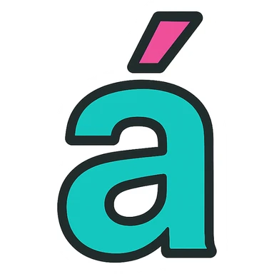 stylized lowercase a with acute accent, playful and bold, icon style sticker