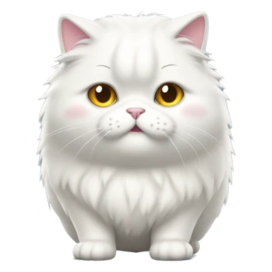 standing chubby fluffy white cat，full body，rear view,  sticker