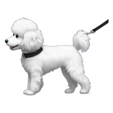 side profile medium sized fluffy black and white doodle on a leash going for a walk sticker