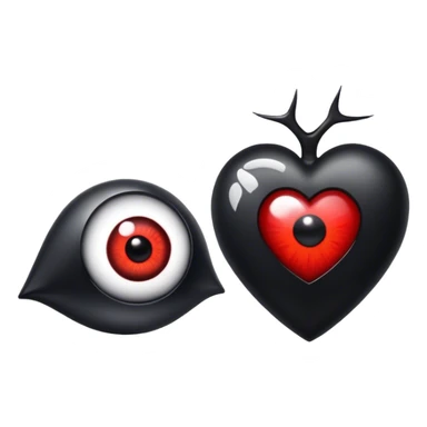 Red evil eye and a black heart sticker