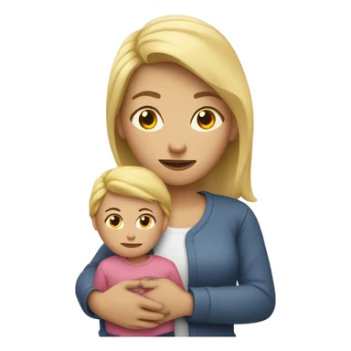 Blonde Mother holds her heart in her arm sticker