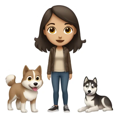 A brunette girl next to a beige  Husky sticker