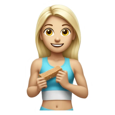 Realistic sporty blond girl eating protein bar  sticker