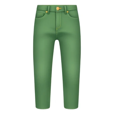 A 3D cartoon green  jeans with pockets and stitching details, casual slim fit, clean isolated background, Memoji-style. sticker