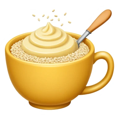 cup of sugar and sesame seeds and butter without a face sticker