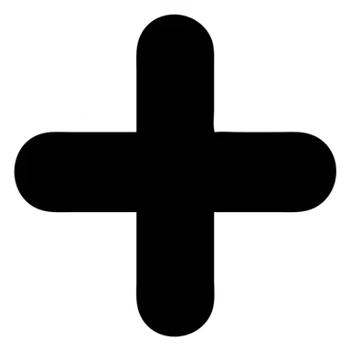minimalist plus icon, solid black, no outline sticker