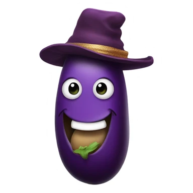 Eggplant wearing a hat sticker