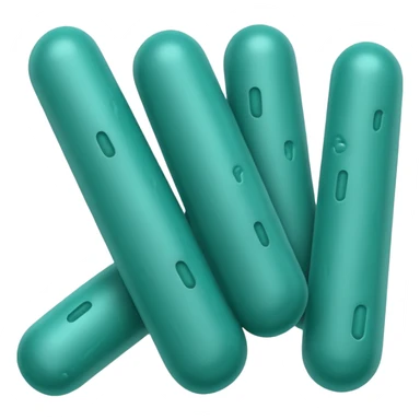 Multiple Lactobacillus bacteria emojis, thick rod shape, teal green, soft fibrous texture, clean ingredient icon style
 sticker