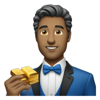 Posh-man-with-blue-suit-offering-goldbar sticker