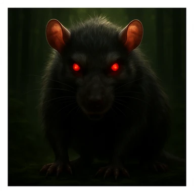 Change the image dimensions to a perfect square while keeping the evil rat, its pose, and the hyper-realistic, soft, glowing art style intact. Do not crop or lose any important details. Maintain the original artistic style and lighting effects. sticker