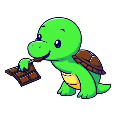 Turtle eating chocolate  sticker