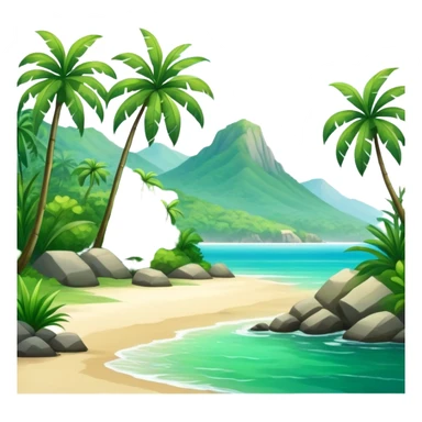 Gorgeous landscape painting tropical calm green sticker