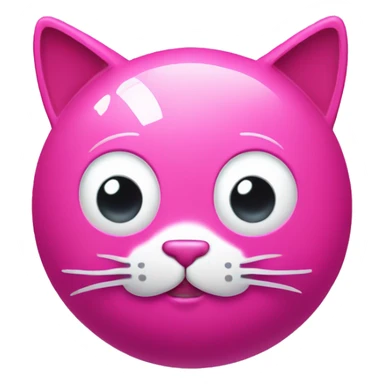 Bright pink cat toy rubber ball sticker