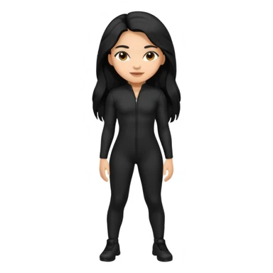 Make a lightskin Hispanic thick girl with long black hair. Wearing an all black tight jumpsuit  sticker