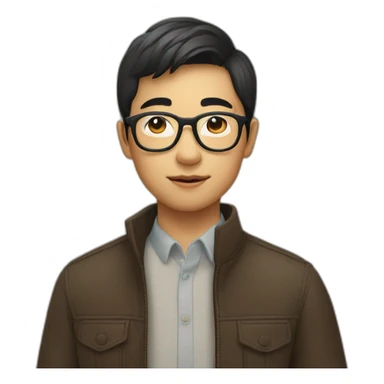 asian boy in specs riding a horse sticker