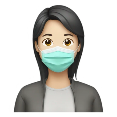 Asian woman wearing N95 Respirator sticker