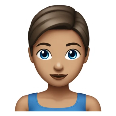 girl with brown straight hair with blue eyes and a black tube top sticker