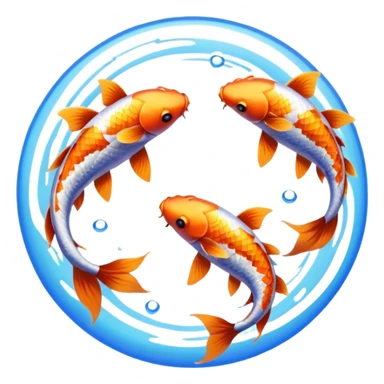 two koi fish swimming around in a circle rainbow blue bronze sticker