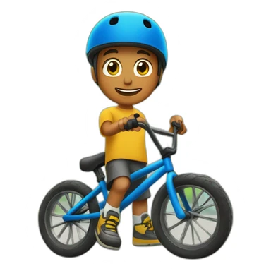 Garçon brun sur un bmx sticker