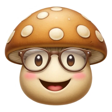 mushroom without spots, smiling face, wearing glasses sticker