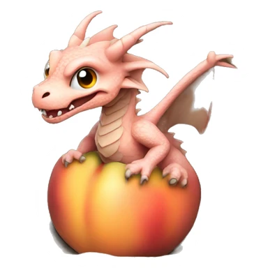 Dragon crawling out of a hole in a peach sticker