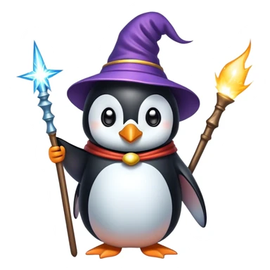 penguin wizard with sparks coming out of his wand sticker