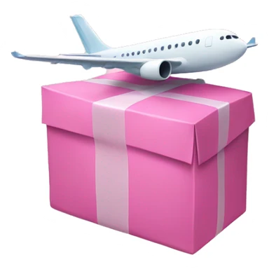 airplane is carrying a pink parcel   sticker