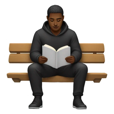 white person sitting on bench wearing black trousers  reading a book  sticker